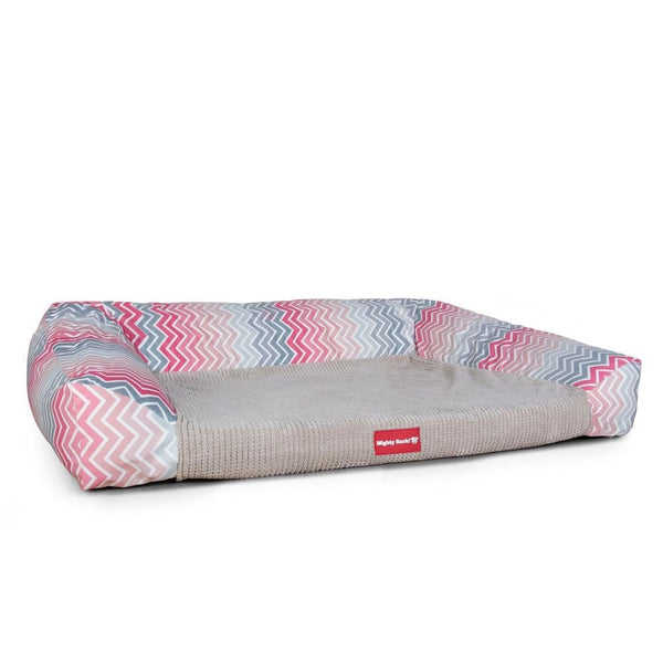 "Das Sofa Von Mighty-Bark" - Orthopädische Hundesofa, Hundebett,  Klein - XXL - Geometrisches Druck Pink