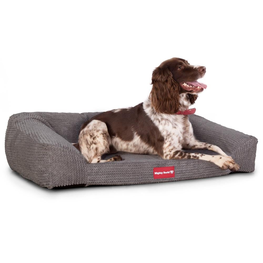 "Das Sofa Von Mighty-Bark" - Orthopädische Hundesofa, Hundebett,  Klein - XXL - Pom-Pom Anthrazit