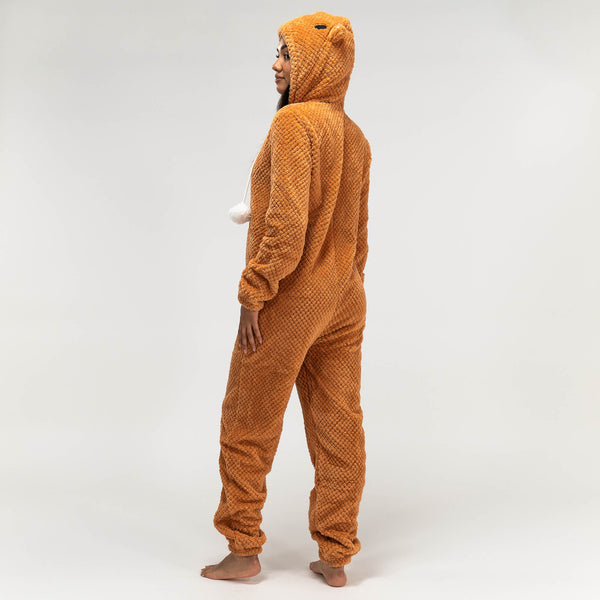 Damen Fuchs Fleece-Onesie Fabric Close-up Image