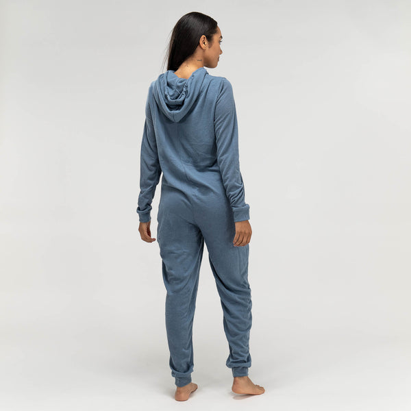 Damen Jersey Onesie, Blau Fabric Close-up Image