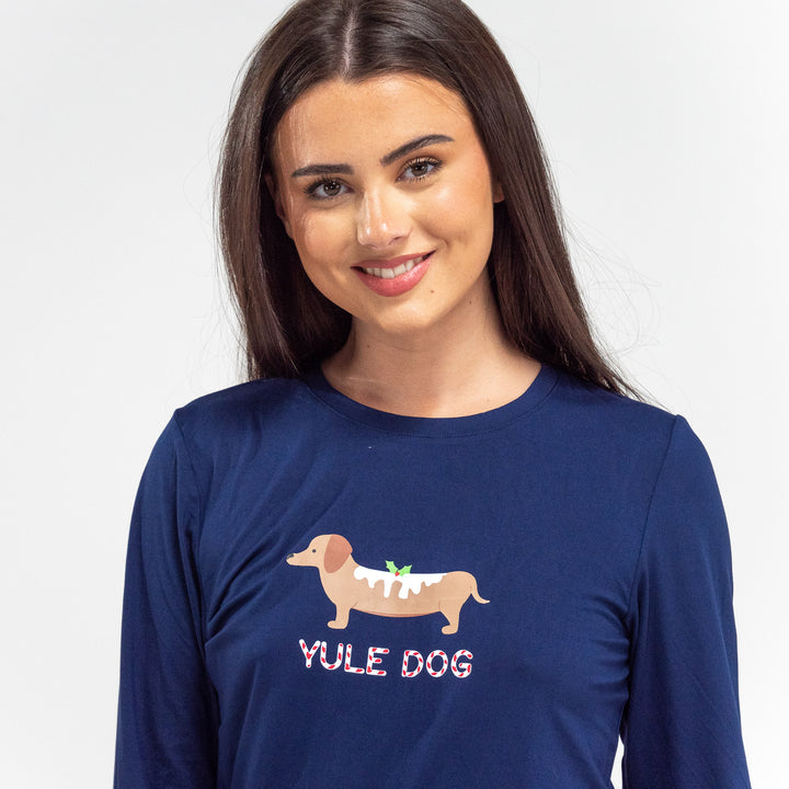Damen Jersey Pyjamas mit Dackelmotiv 02