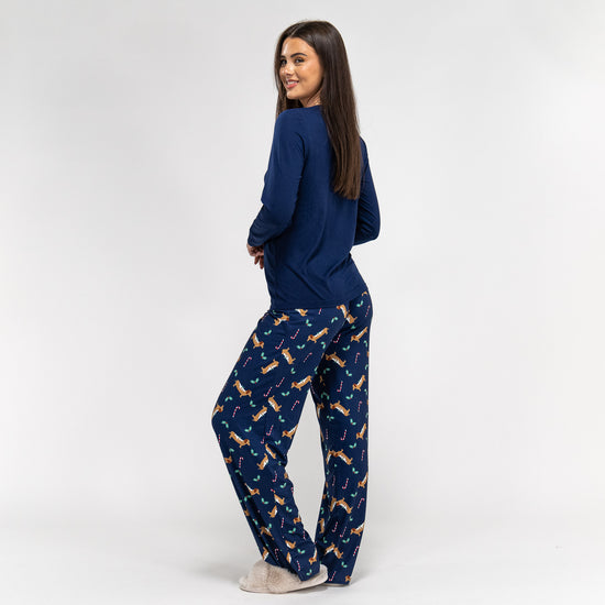 Damen Jersey Pyjamas mit Dackelmotiv 03