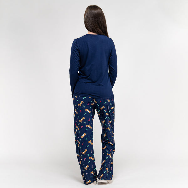 Damen Jersey Pyjamas mit Dackelmotiv Fabric Close-up Image