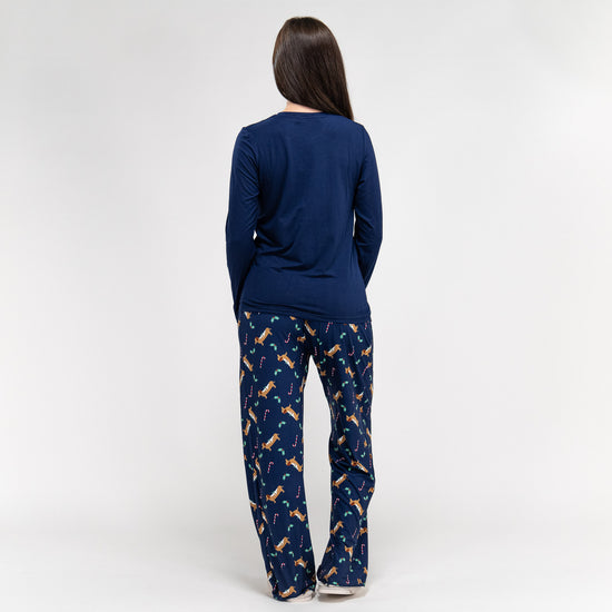 Damen Jersey Pyjamas mit Dackelmotiv 06
