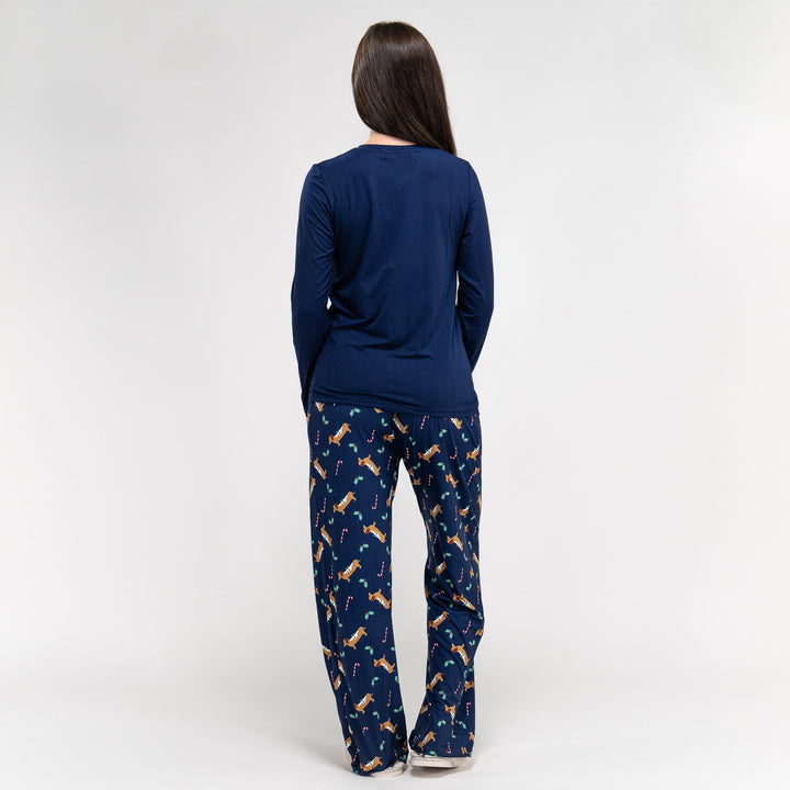 Damen Jersey Pyjamas mit Dackelmotiv 06