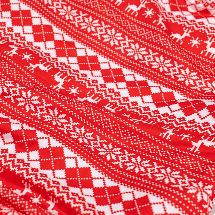 Damen Jersey Pyjamas mit Weihnachtsmotiv in Rot 06