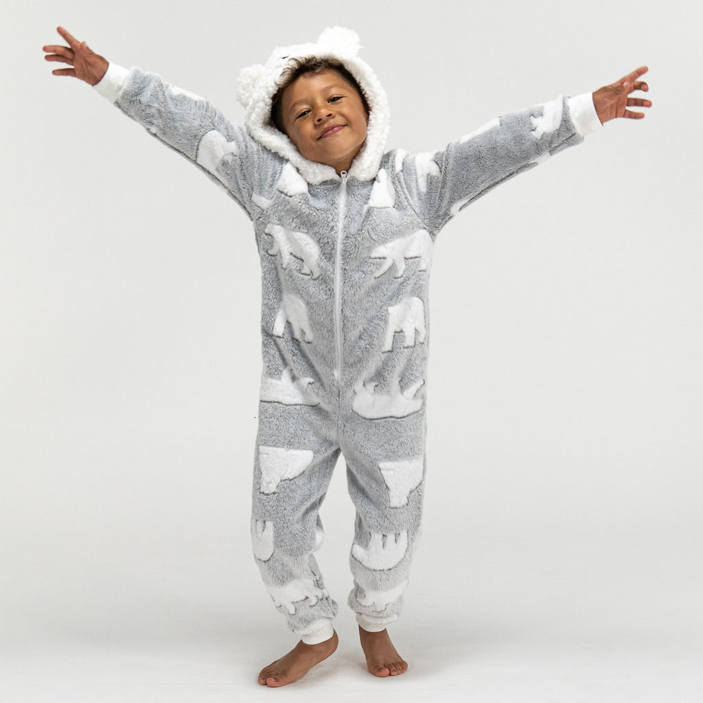 Eisbär Fleece Onesie für Kinder 02