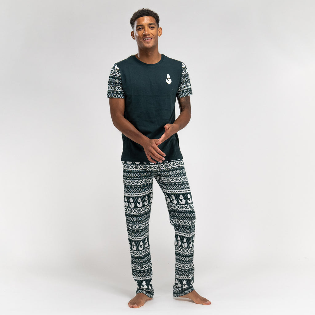 Grüner Weihnachts-Pyjama aus Jersey für Herren 01