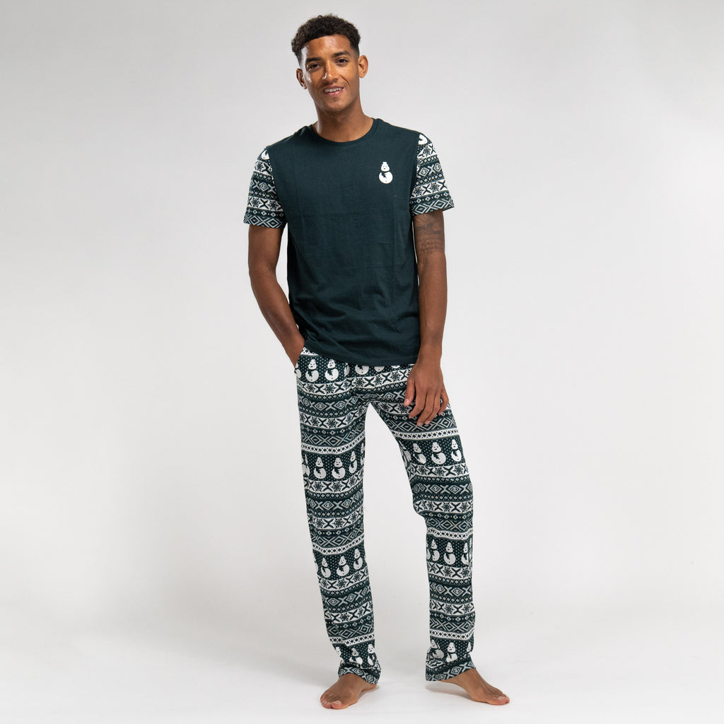 Grüner Weihnachts-Pyjama aus Jersey für Herren 04
