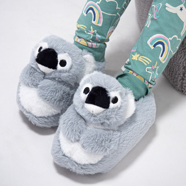 Kinder Hausschuhe im Koala-Design Fabric Close-up Image