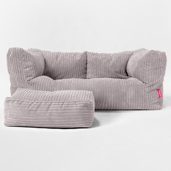 2-Sitzer Albert Sitzsacksofa - Cord Silbergrau 02