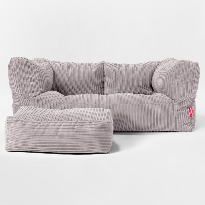 2-Sitzer Albert Sitzsacksofa - Cord Silbergrau 02
