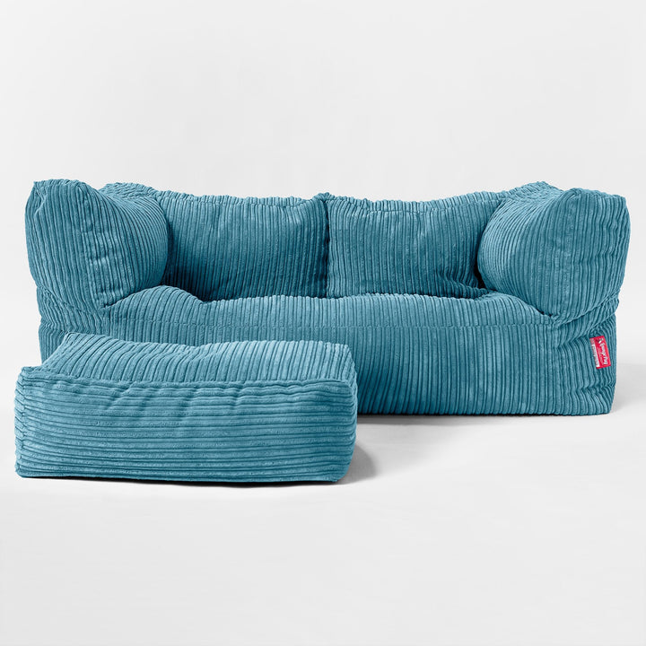 2-Sitzer Albert Sitzsacksofa - Cord Türkis 02