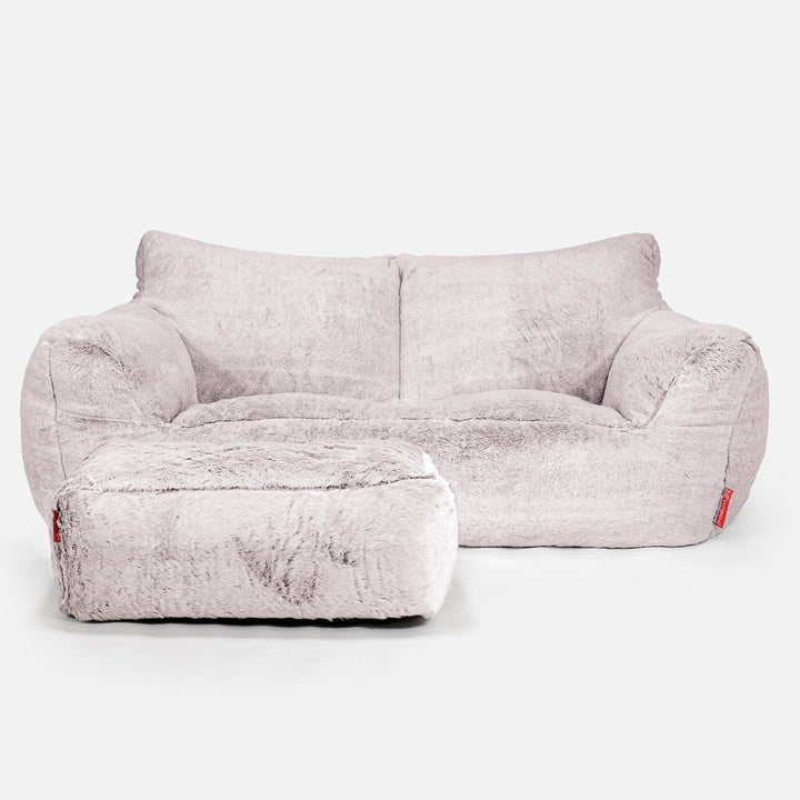 Josephine Sitzsack Sofa - Kaninchen Kunstfell Pastellrosa 02
