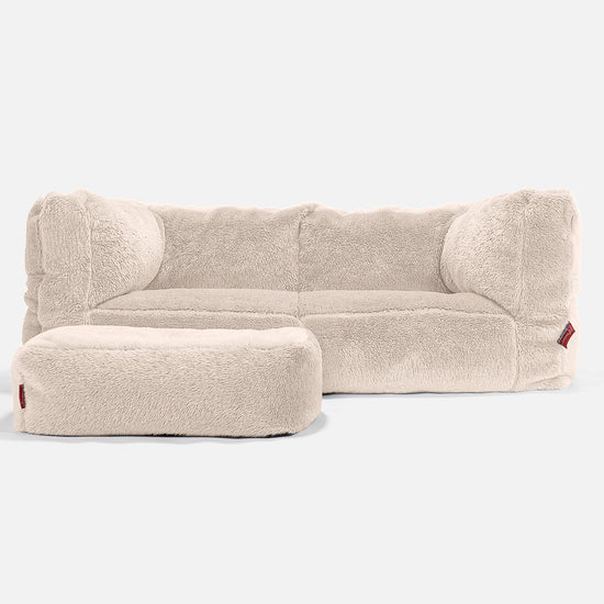 2-Sitzer Albert Sitzsacksofa - Teddy Kunstfell Creme 02