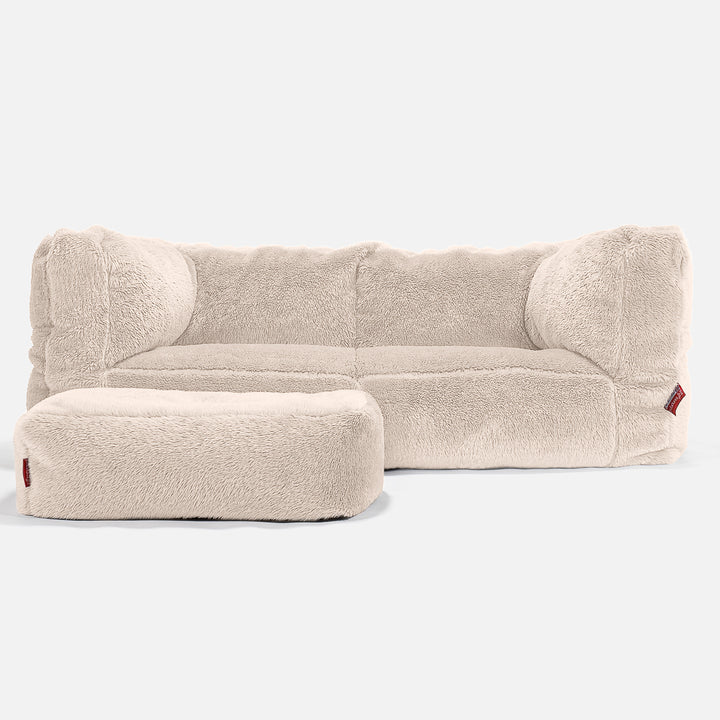 2-Sitzer Albert Sitzsacksofa - Teddy Kunstfell Creme 02