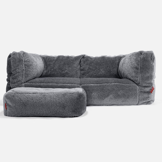 2-Sitzer Albert Sitzsacksofa - Teddy Kunstfell Dunkelgrau 02