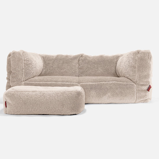 2-Sitzer Albert Sitzsacksofa - Teddy Kunstfell Nerzfarben 02