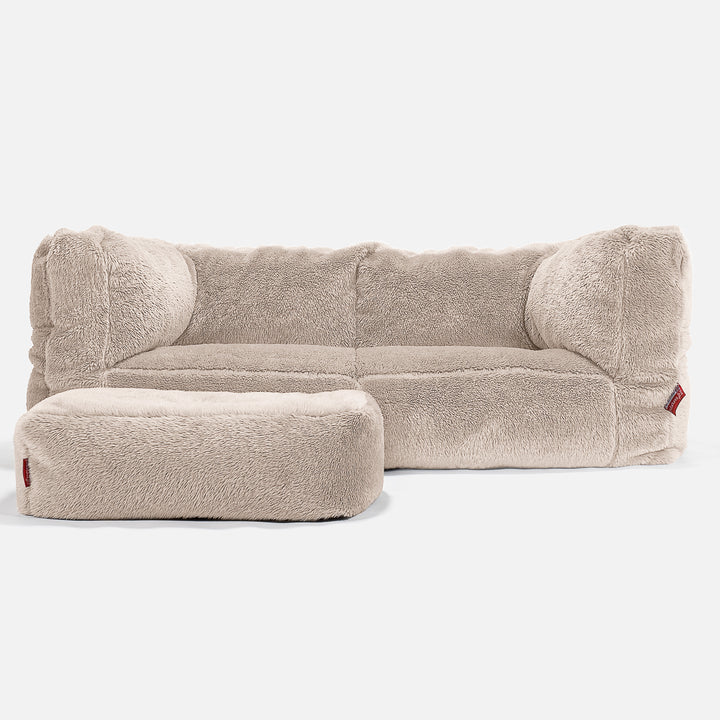 2-Sitzer Albert Sitzsacksofa - Teddy Kunstfell Nerzfarben 02
