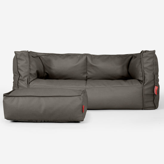 2-Sitzer Albert Sitzsacksofa - Veganes Leder Grau 02