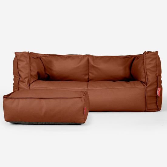 2-Sitzer Albert Sitzsacksofa - Veganes Leder Kastanienbraun 02