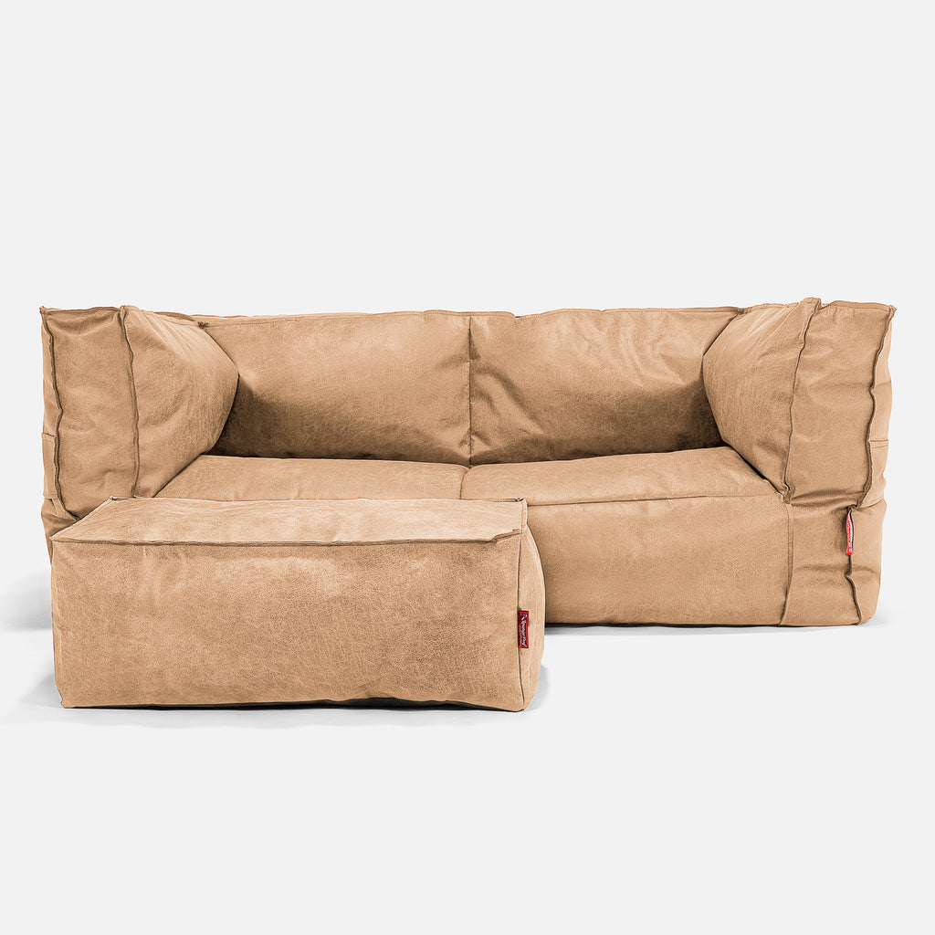 2-Sitzer Albert Sitzsacksofa - Vintage Leder Goldbraun 02