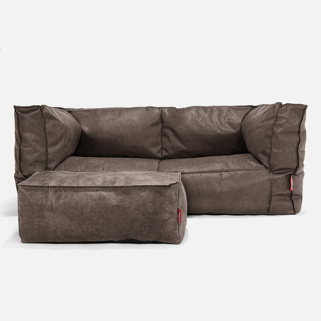 2-Sitzer Albert Sitzsacksofa - Vintage Leder Schiefergrau 02