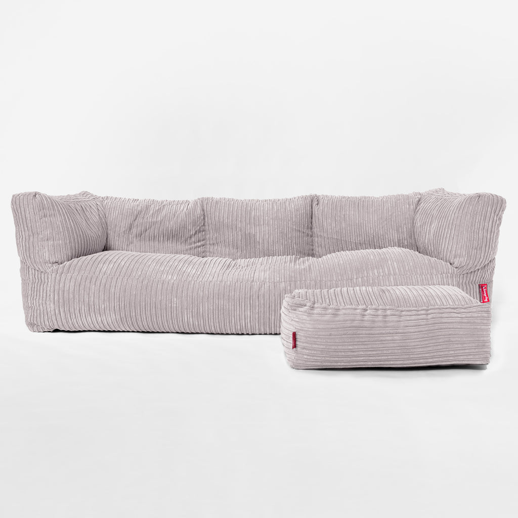 3-Sitzer Albert Sitzsacksofa - Cord Silber 02