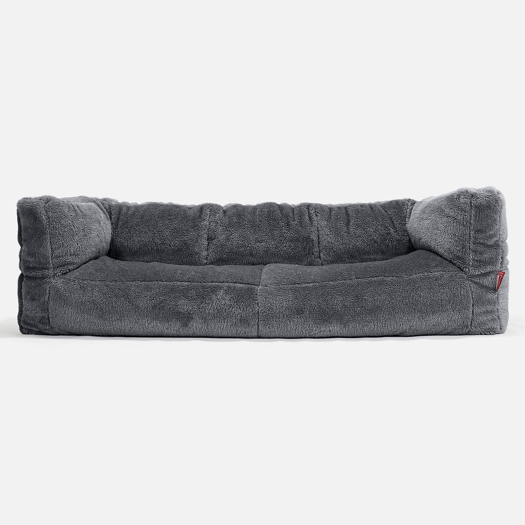 3-Sitzer Albert Sitzsacksofa - Teddy Kunstfell Dunkelgrau 01