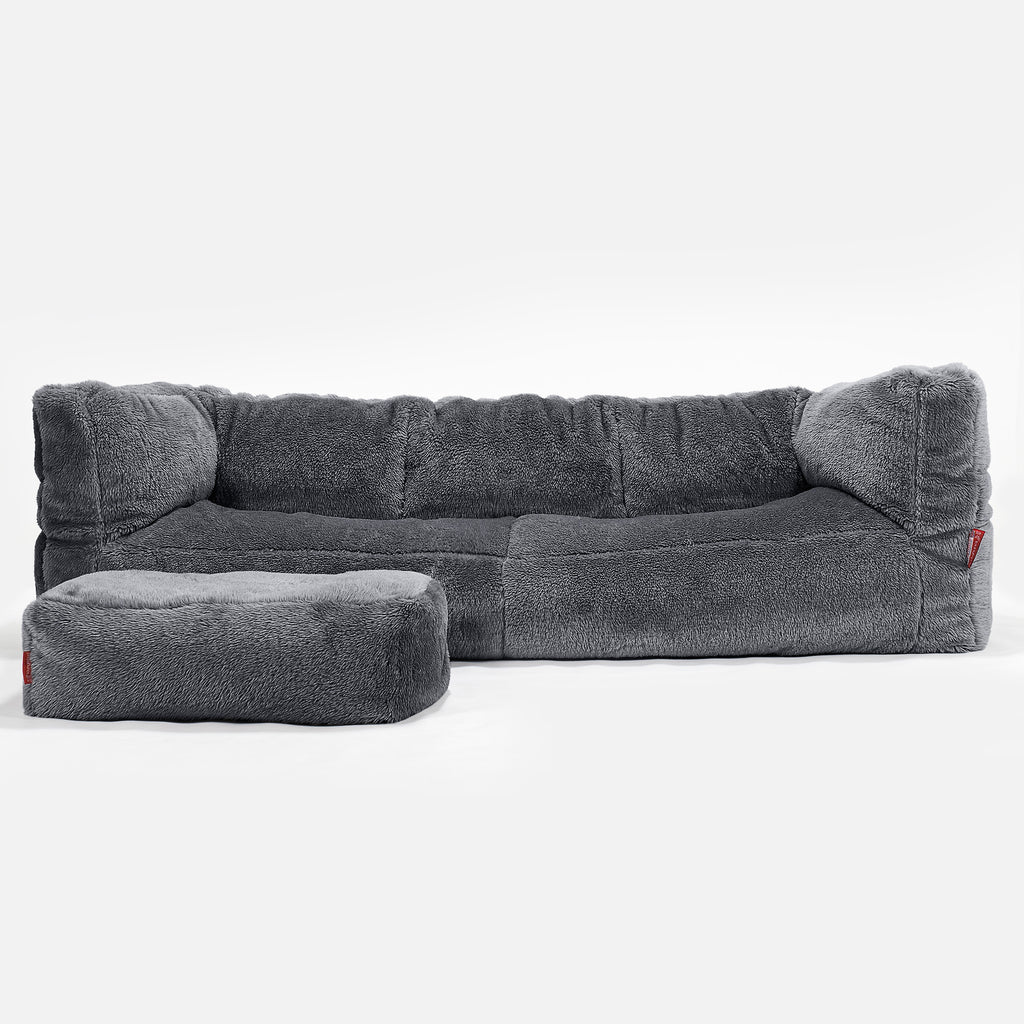 3-Sitzer Albert Sitzsacksofa - Teddy Kunstfell Dunkelgrau 02