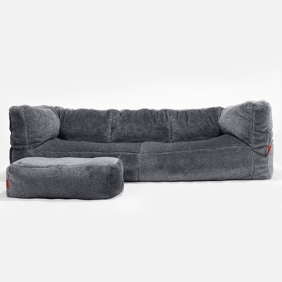 3-Sitzer Albert Sitzsacksofa - Teddy Kunstfell Dunkelgrau 02