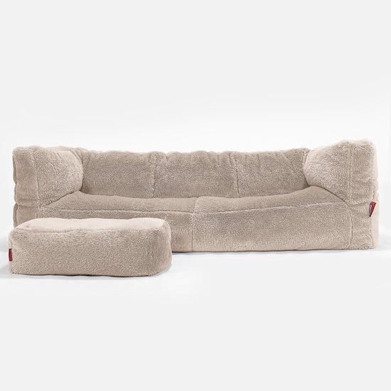 3-Sitzer Albert Sitzsacksofa - Teddy Kunstfell Nerzfarben 02