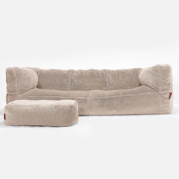 3-Sitzer Albert Sitzsacksofa - Teddy Kunstfell Nerzfarben 02