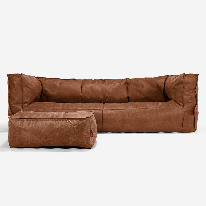 3-Sitzer Albert Sitzsacksofa - Vintage Leder Karamell 02
