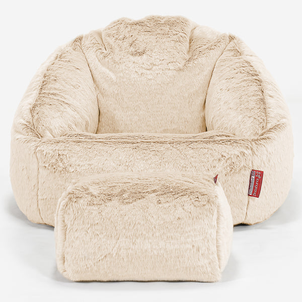 Bubble Sitzsack Sessel - Kaninchen Kunstfell Weiß 01