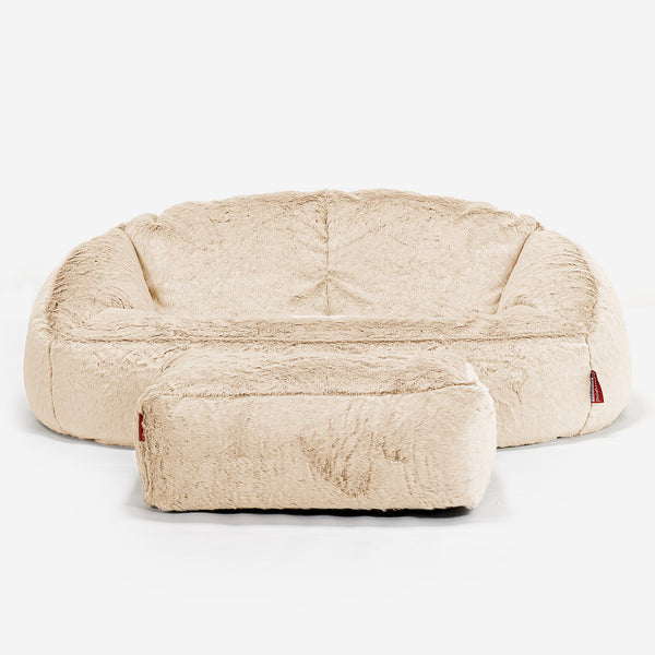 Bubble Sitzsack Sofa - Kaninchen Kunstfell Weiß 01