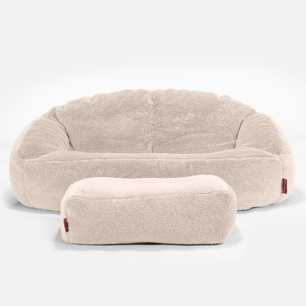 Bubble Sitzsack Sofa - Teddy Kunstfell Creme 02