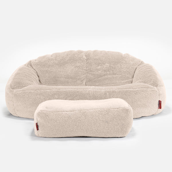 Bubble Sitzsack Sofa - Teddy Kunstfell Creme 01