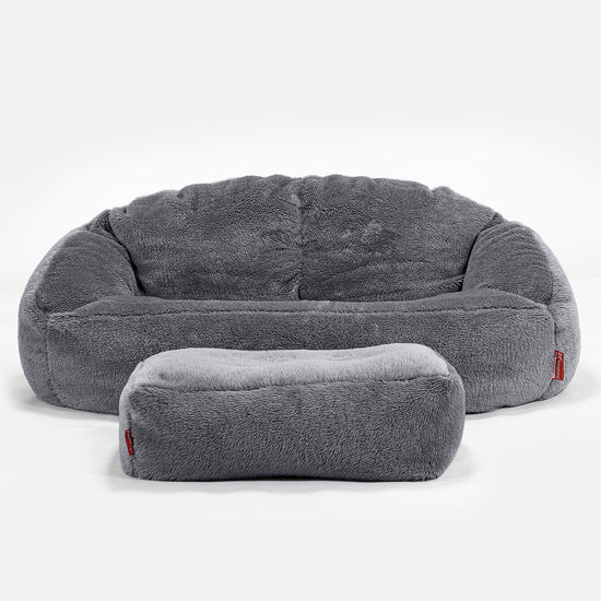 Bubble Sitzsack Sofa - Teddy Kunstfell Dunkelgrau 02