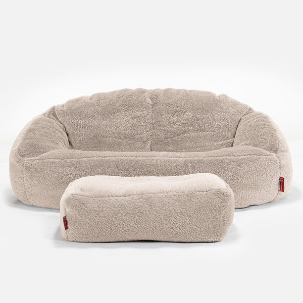 Bubble Sitzsack Sofa - Teddy Kunstfell Nerzfarben 01