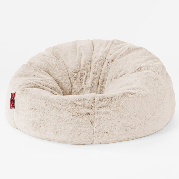 CloudSac 200 XXL Memory-Schaum Kinder Sitzsack 2-12 jahren - Kaninchen Kunstfell Weiß 01