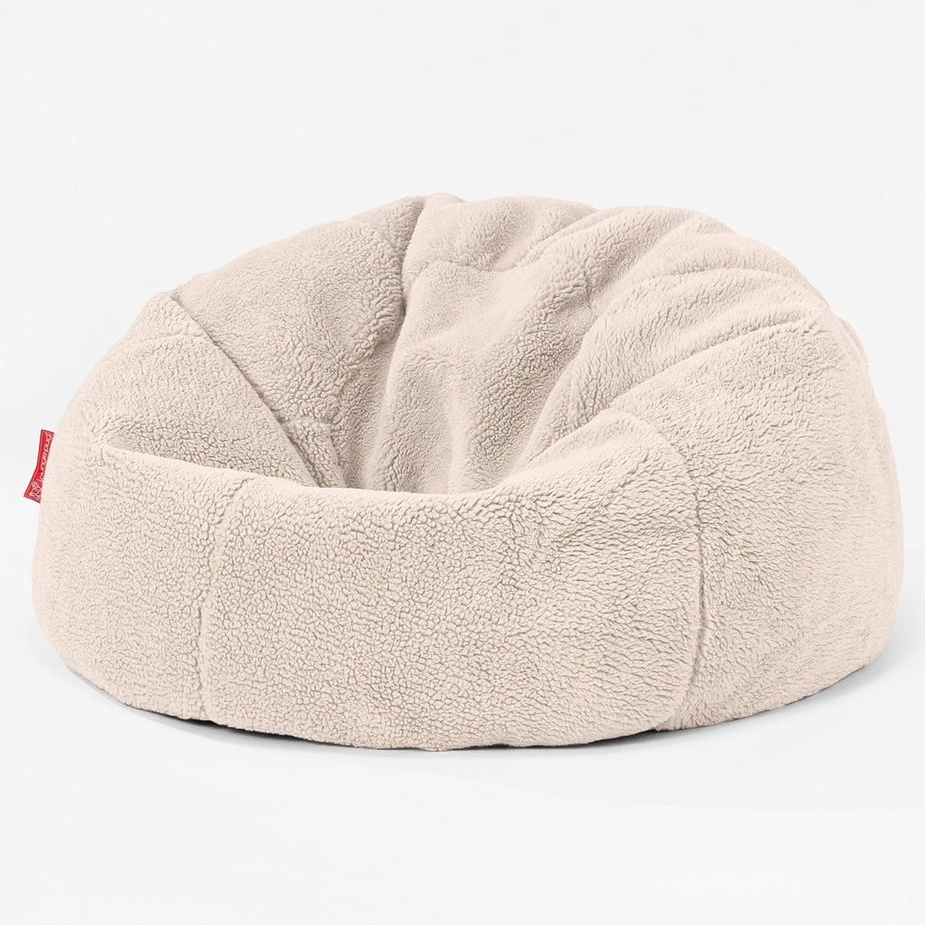 CloudSac 200 XXL Memory-Schaum Kinder Sitzsack 2-12 jahren - Teddy Kunstfell Creme 01