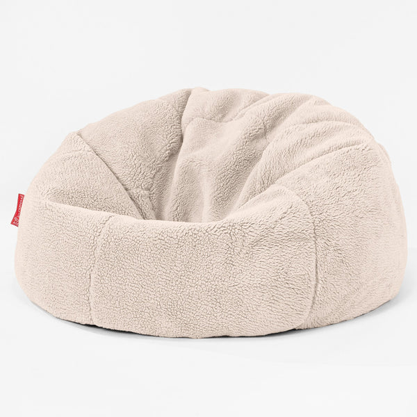 CloudSac 200 XXL Memory-Schaum Kinder Sitzsack 2-12 jahren - Teddy Kunstfell Creme 01