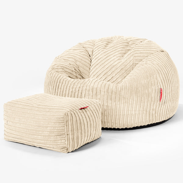 Klassischer Sitzsack Sessel - Cord Creme 01