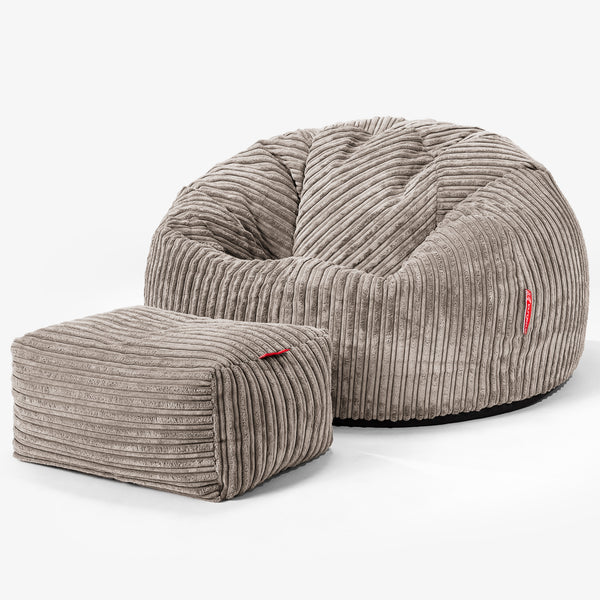 Klassischer Sitzsack Sessel - Cord Beigegrau 01