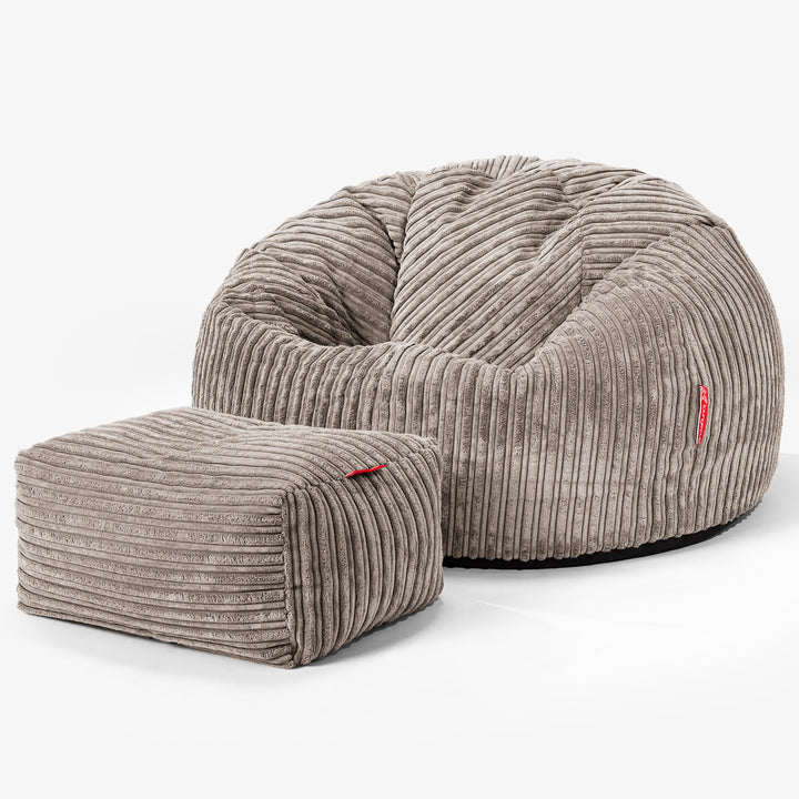 Klassischer Sitzsack Sessel - Cord Beigegrau 02