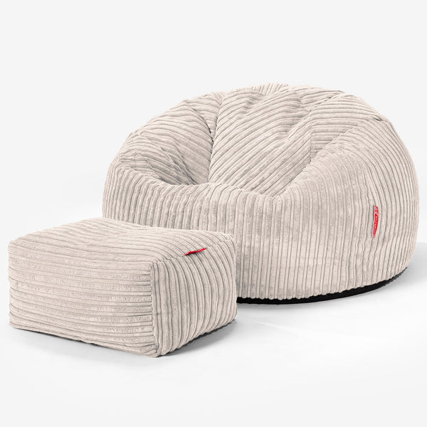 Klassischer Sitzsack Sessel - Cord Elfenbein 01