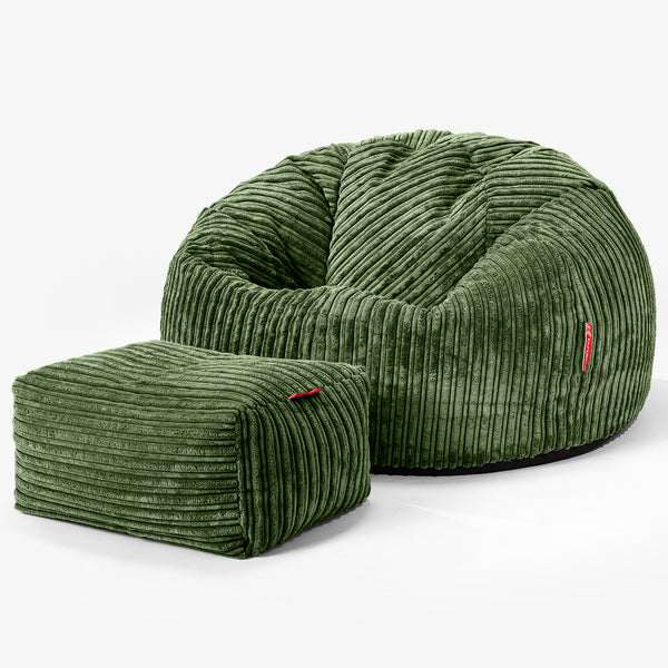 Klassischer Sitzsack Sessel - Cord Nadelwaldgrün 01