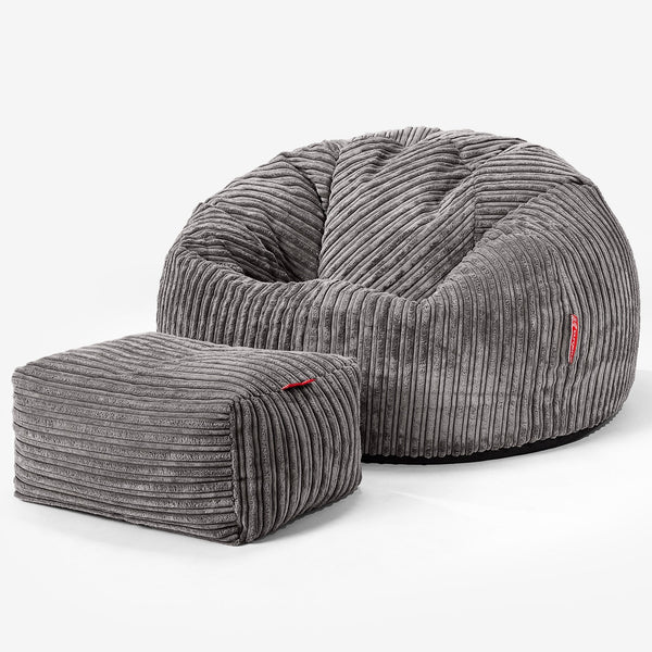 Klassischer Sitzsack Sessel - Cord Graphitgrau 01