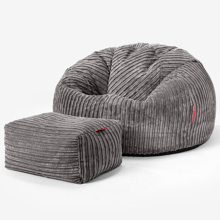 Klassischer Sitzsack Sessel - Cord Graphitgrau 02